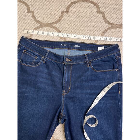 Old Navy mid-rise kicker boot-cut dark blue jeans, size 16 short - Picture 5 of 14